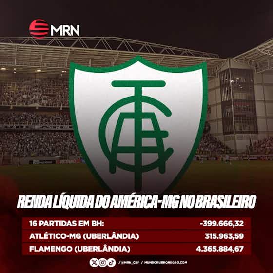 Imagem do artigo:No vermelho em 17 jogos, América-MG lucrou 4,3 milhões contra Flamengo
