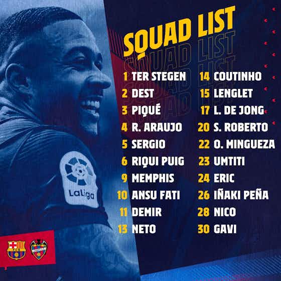 Imagem do artigo:Barcelona divulga lista de convocados para o duelo contra o Levante