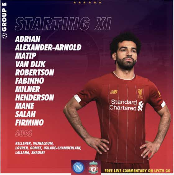Article image:Liverpool name starting XI for Napoli trip