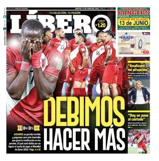 Imagen del artículo:Del «Debimos hacer más!» al «¡Qué dolor!»: el día después de la prensa peruana tras la eliminación del Mundial