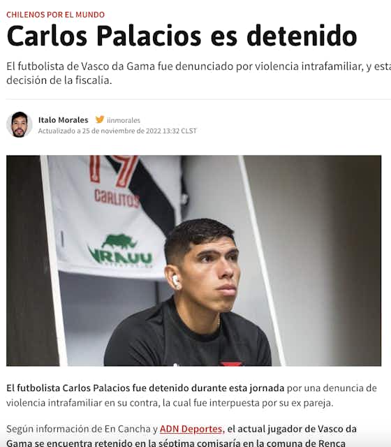 Imagem do artigo:⚠️ Chileno do Vasco é detido acusado de tentativa de homicídio, diz jornal