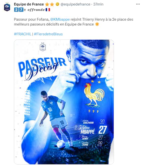 Imagen del artículo:Kylian Mbappé se transformó en el segundo máximo asistidor en la historia de la Selección de Francia