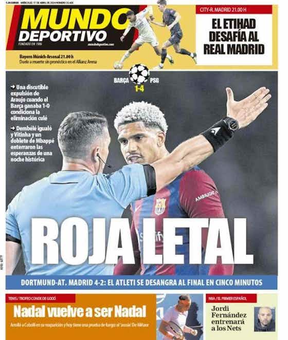 Imagem do artigo:Champions: jornal de Barcelona chama arbitragem de ‘suspeita’ e ataca PSG