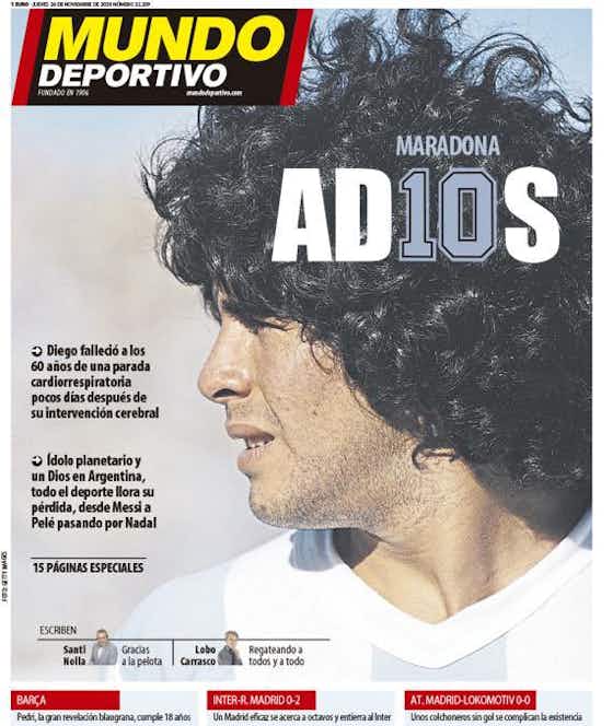 Imagen del artículo:🗞 Tributo a Maradona en los diarios deportivos