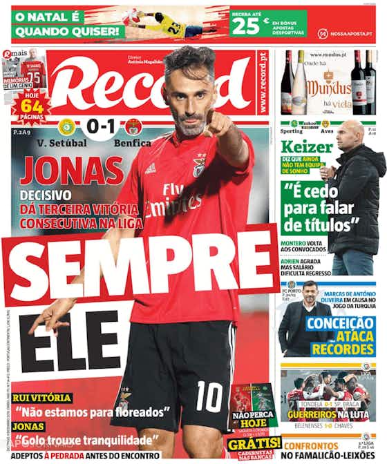 Imagem do artigo:🗞Golo de Jonas salva Benfica; Vilas-Boas na presidência do Porto