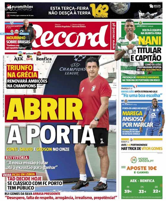 Imagem do artigo:🗞 Benfica à procura da primeira vitória na Champions