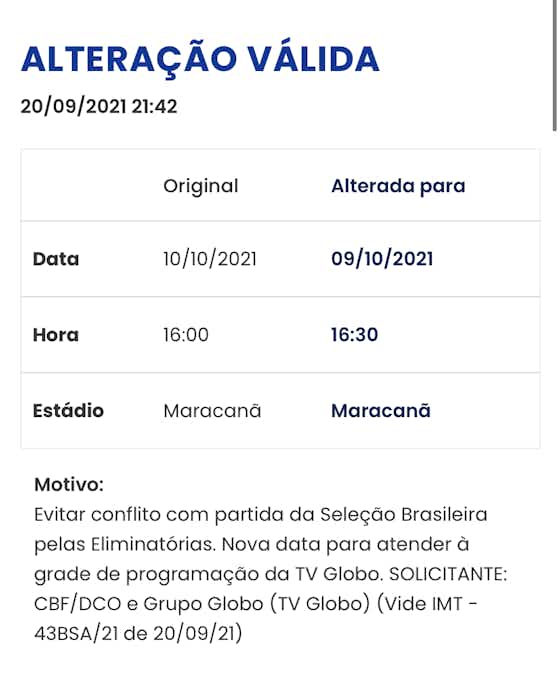 Imagem do artigo:CBF altera data e horário da partida entre Fluminense e Atlético-GO; veja