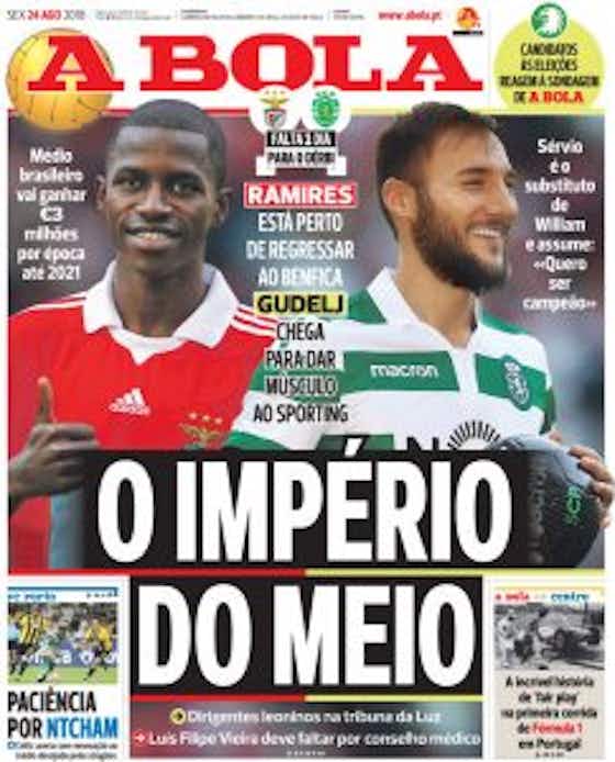 Imagem do artigo:🗞️ Só médios: Gudelj no Sporting, Ramires e Gabriel perto do Benfica
