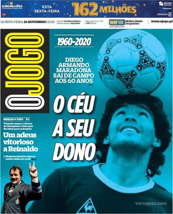 Imagem do artigo:'Nas mãos de Deus': jornais estampam o adeus a Maradona