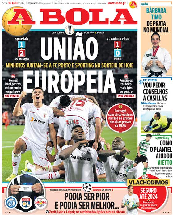 Imagem do artigo:🗞 Minhotos na Liga Europa, e Benfica com plantel fechado