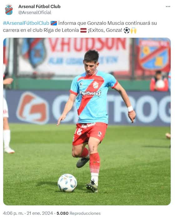 Imagen del artículo:Otra baja en Arsenal: Gonzalo Muscia emigró al fútbol de Letonia
