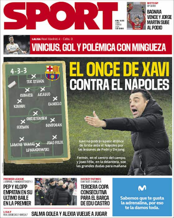 Imagen del artículo:🗞️ Portadas: la goleada del Madrid; ¿qué once sacará Xavi ante el Napoli?
