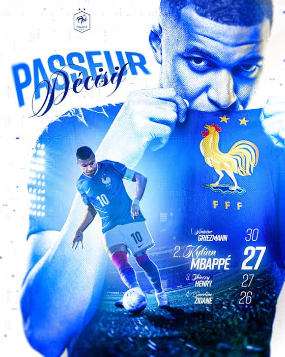 Image de l'article :Mbappé un peu plus dans l'histoire de l'équipe de France ✨