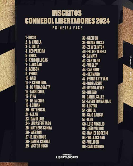 Imagem do artigo:Flamengo divulga inscritos para Libertadores com Gabigol na lista; veja os 50 nomes