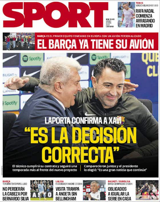 Imagen del artículo:🗞️Portadas del día: Xavi se queda, el Madrid abre la jornada