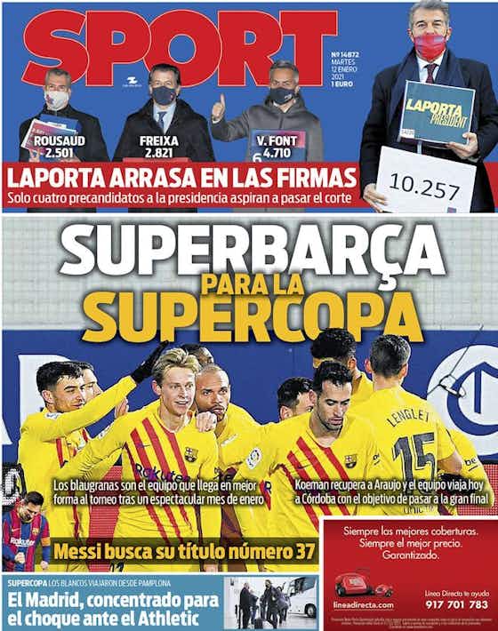 Article image:Papers: Barcelona arrive to the Supercup in great form