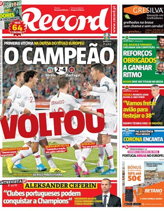 Imagem do artigo:🗞 'O campeão voltou': vitória deixa Portugal mais perto do Euro