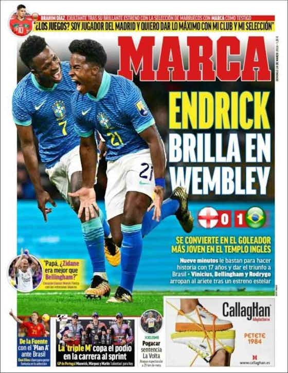 Imagem do artigo:Jornais internacionais enaltecem Endrick: ‘Jovem nocauteia Wembley’