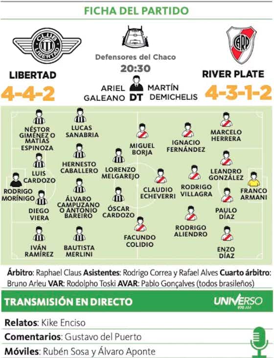 Imagen del artículo:Libertad recibe a River Plate con la misión de afianzarse en la Copa Libertadores