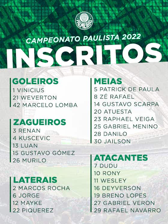 Imagem do artigo:Palmeiras divulga lista dos relacionados para o Campeonato Paulista; estreia é no domingo