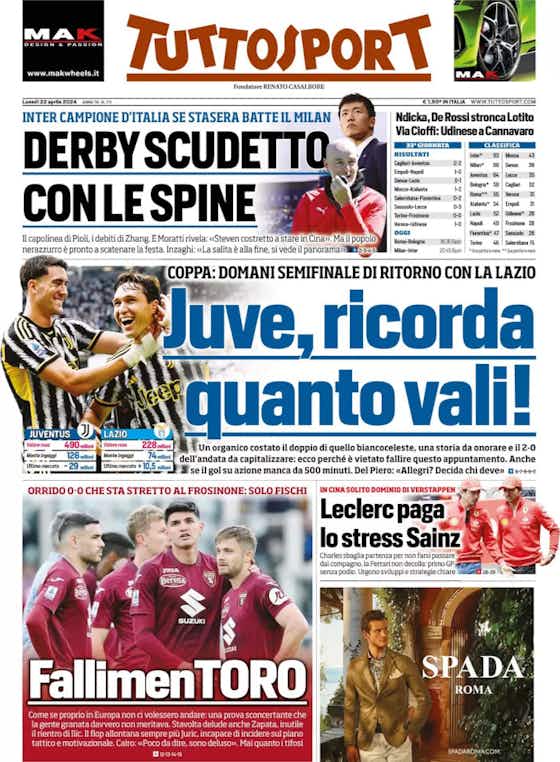 Article image:Today’s Papers – Milan-Inter trick or treat, Roma-Bologna final