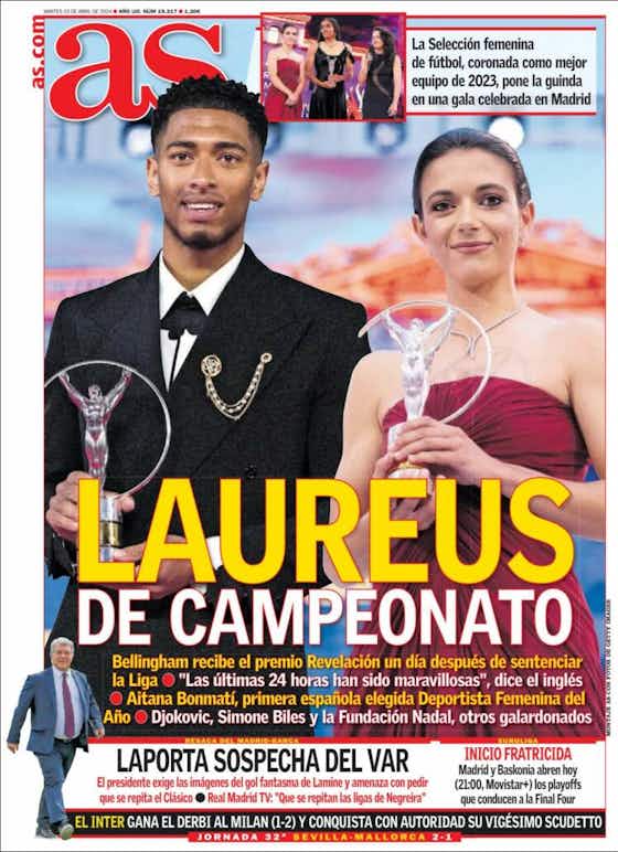 Imagem do artigo:🗞️ El órdago de Laporta, los Laureus, el Inter campeón... en PORTADAS
