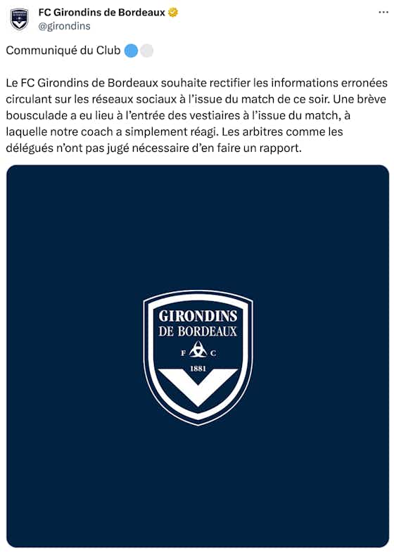 Image de l'article :Communiqué des Girondins de Bordeaux après Saint-Étienne