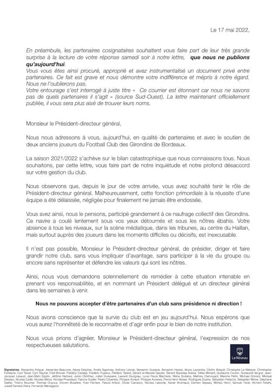 Image de l'article :Les partenaires des Girondins demandent à Gérard Lopez de placer un Président présent