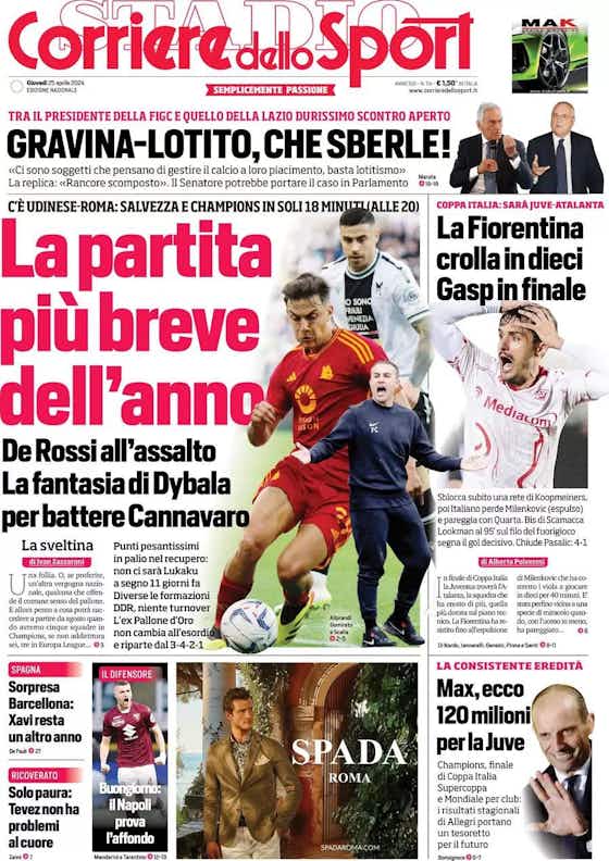 Imagem do artigo:Rassegna stampa Juve: prime pagine quotidiani sportivi – 25 aprile