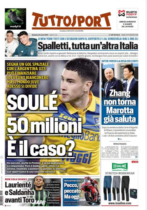 Article image:Today’s Papers – Gudmundsson yes for Inter, Juve consider Soule