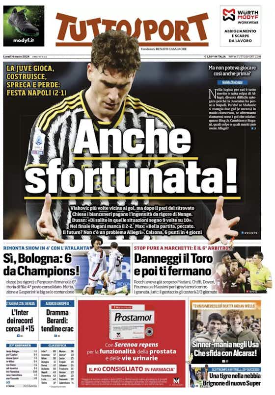 Article image:Today’s Papers – Juve fall at Napoli, Bologna fairytale, Berardi drama