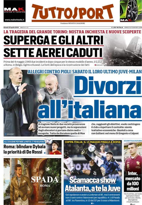 Image de l'article :Today’s Papers – Atalanta get Juve, Inter-Milan Zirkzee duel