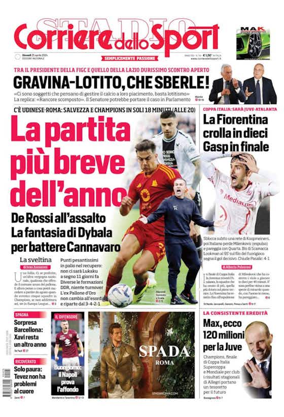 Article image:Today’s Papers – Atalanta get Juve, Inter-Milan Zirkzee duel