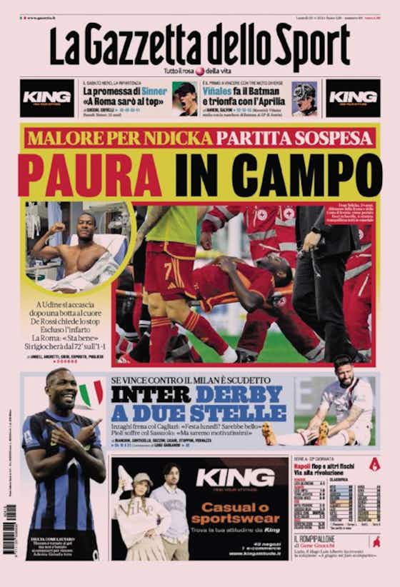 Article image:Today’s Papers – Fear for Ndicka, Inter and Milan held, Napoli flop