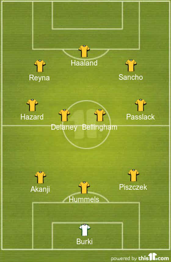 Article image:Haaland, Sancho And Bellingham To Start | Predicted 4-3-3 Borussia Dortmund Lineup Vs Club Brugge