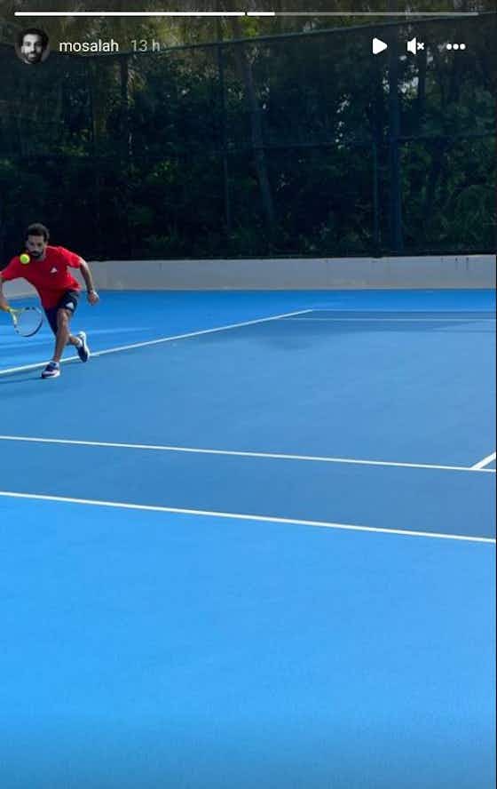 Article image:(Image) Mo Salah uploads an image of himself playing tennis as the countdown to Liverpool’s pre-season begins
