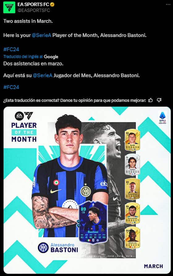 Imagen del artículo:🌟 Alessandro Bastoni es el jugador del mes en la Serie A