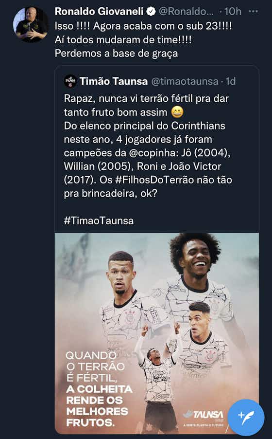 Imagem do artigo:Ronaldo Giovanelli se revolta contra fim do Corinthians Sub-23: “Perdemos a base”