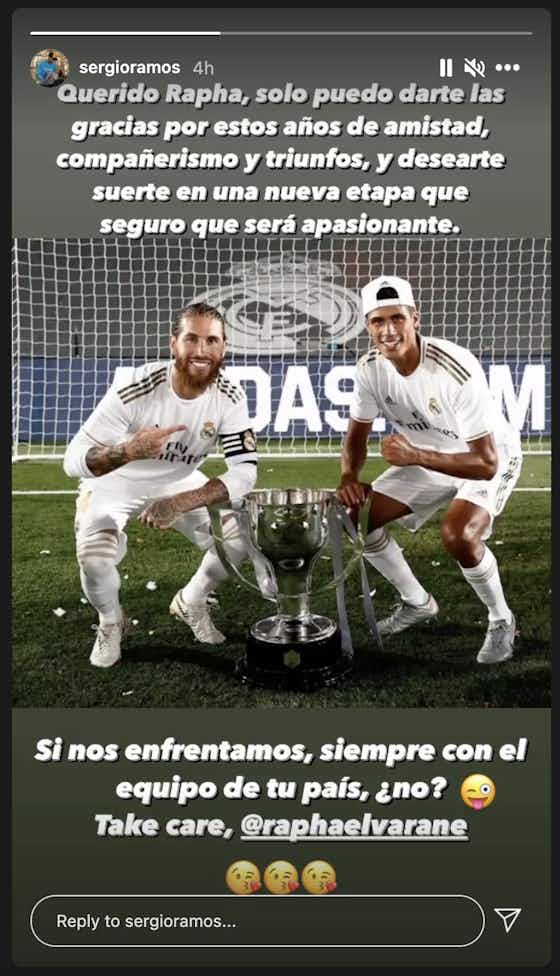Article image:(Photo) Sergio Ramos sends Raphael Varane message ahead of Man United move