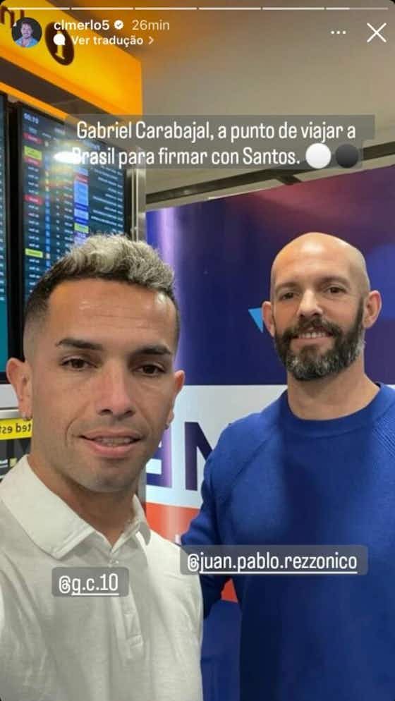 Imagem do artigo:Carabajal chega ao Brasil para exames médicos e assinar com o Santos
