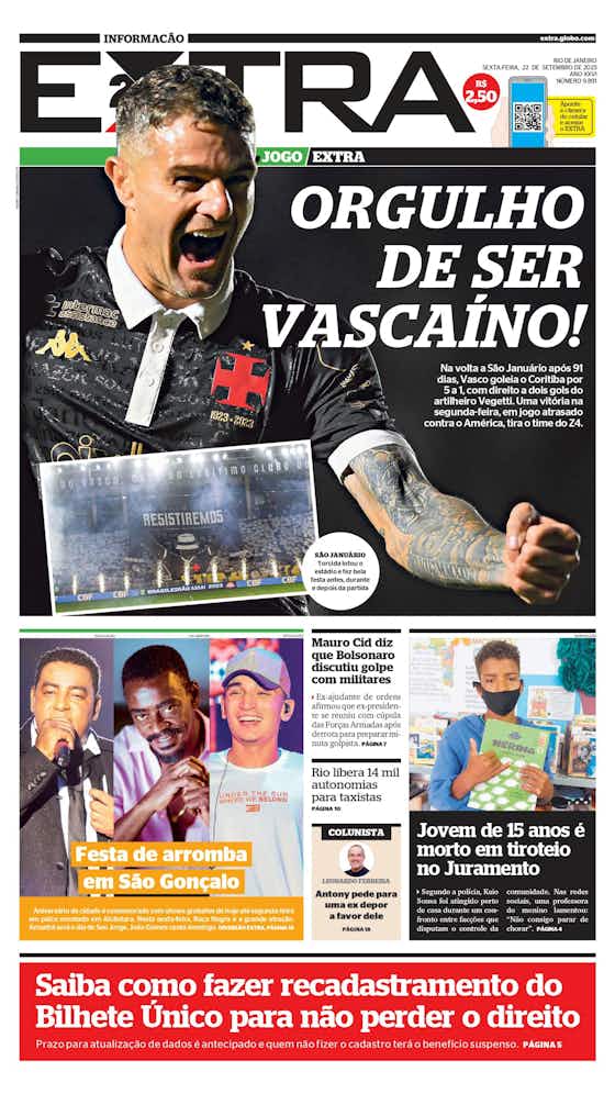 Imagem do artigo:RESISTIREMOS! Confira capas dos jornais após Vasco 5 x 1 Coritiba