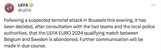 Article image:Belgium and Sweden's Euro qualifier abandoned after shootings in Brussels
