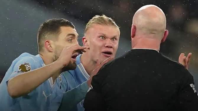 Preview image for Pep Guardiola defends Erling Haaland’s fury at referee Simon Hooper