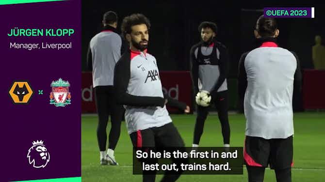 Preview image for Klopp hits back at claims of Salah's poor form being related to his new contract