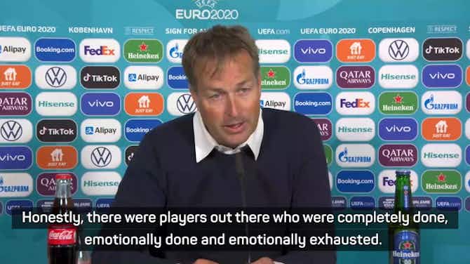 Preview image for Denmark players played on despite being 'emotionally exhausted' after Eriksen collapse - coach Hjulmand