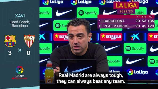 Image d'aperçu pour Xavi reluctant to write Real Madrid off despite Barcelona's eight point lead
