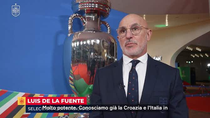 Vorschaubild für L'allenatore della Spagna De la Fuente reagisce al sorteggio di Euro 2024