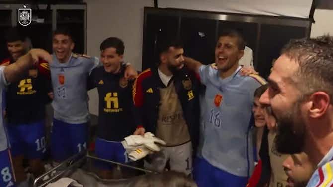 Preview image for Spain’s euphoric celebrations after qualifying for Nations League final four