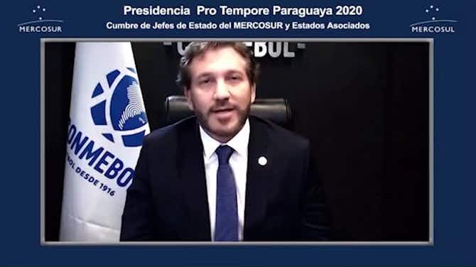 Imagen de vista previa para Alejandro Domínguez, en la cumbre del Mercosur: "Un mundo sin fútbol es un mundo triste"