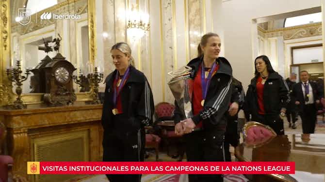 Preview image for Spain Women squad visit government buildings with Nations League trophy in hand